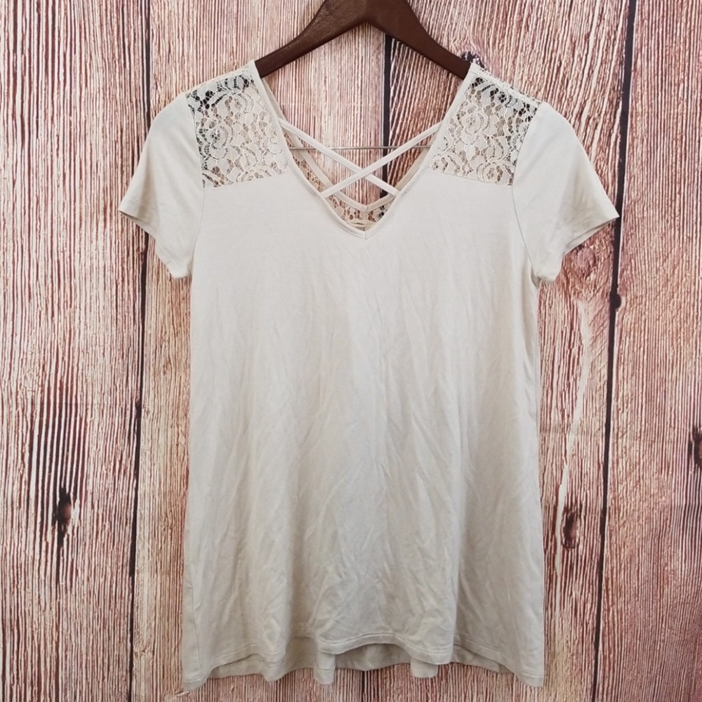 Beige lace tee